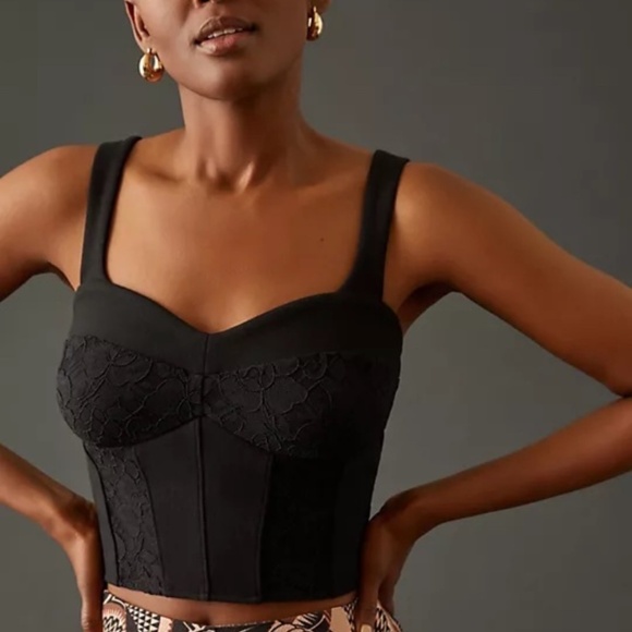 Anthropologie Black Lace Corset Top - Picture 2 of 4